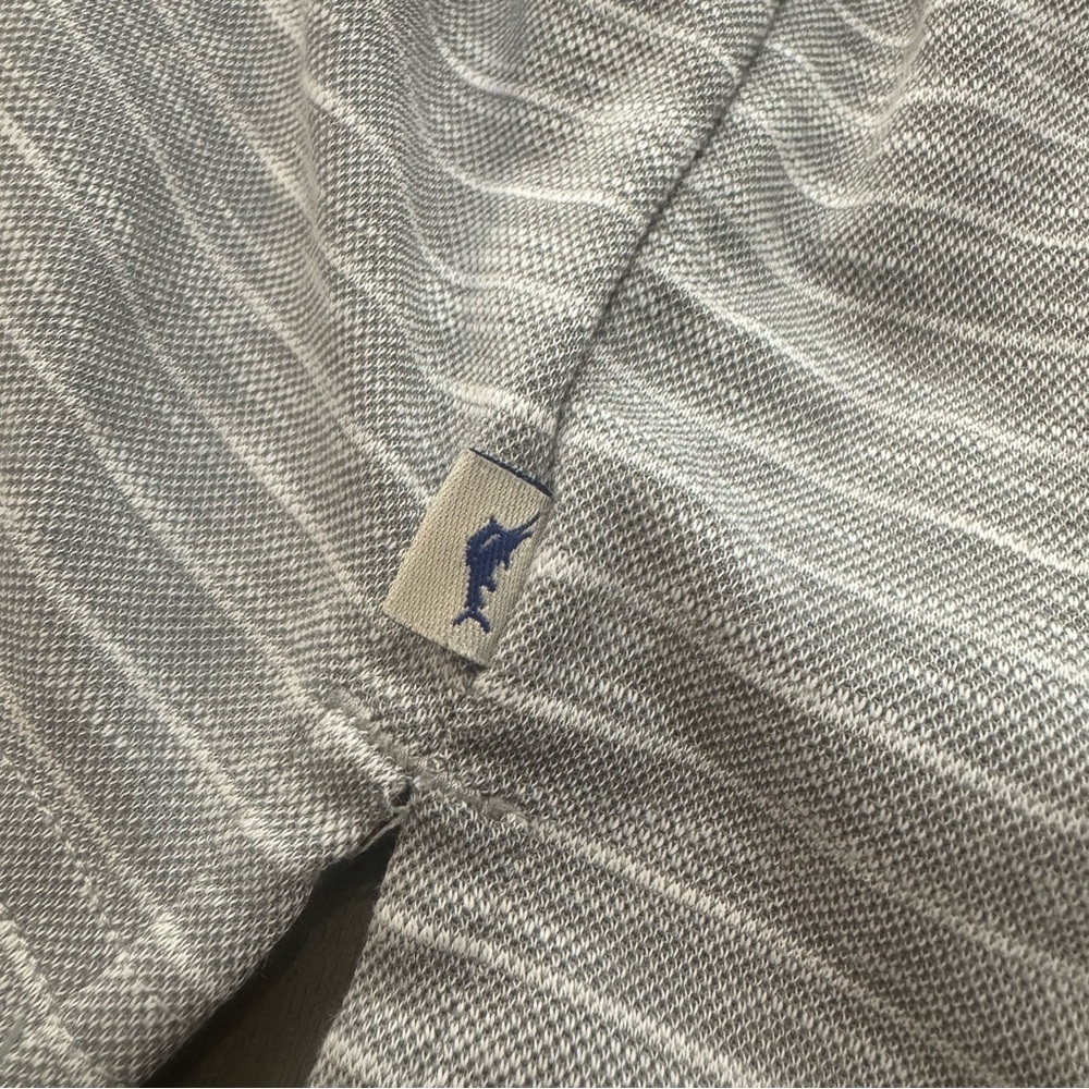 Tommy Bahama Polo Shirt Men’s L Gray Striped Marlin Logo Short Sleeve - Picture 5 of 5